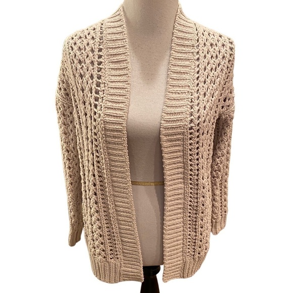 Dex Crocheted 3D Knit Cream Color Open Front Women’s Cardigan Size XS - Picture 1 of 13